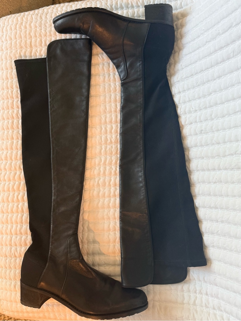 Stuart Weitzman 5050 Black Leather Over The Knee Stretch Boots Size 7 W - Picture 10 of 16